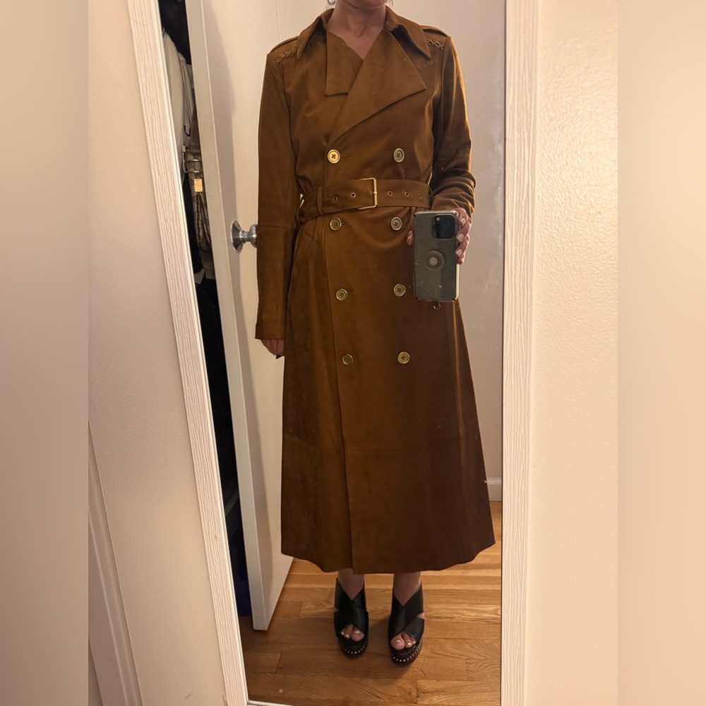 Ramy Brook Hermione faux Suede Trench Coat size XS